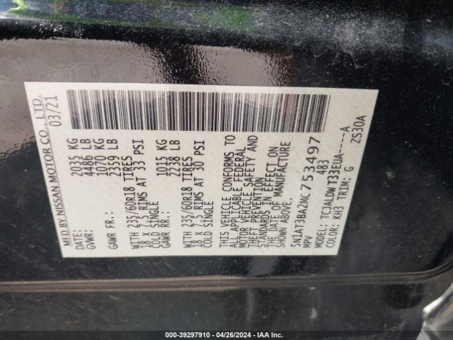 5N1AT3BA2MC753497 Nissan Rogue Sv Fwd