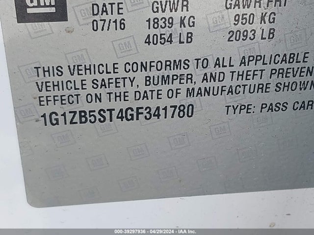 Chevrolet MALIBU LS 2016 1G1ZB5ST4GF341780 Image 9