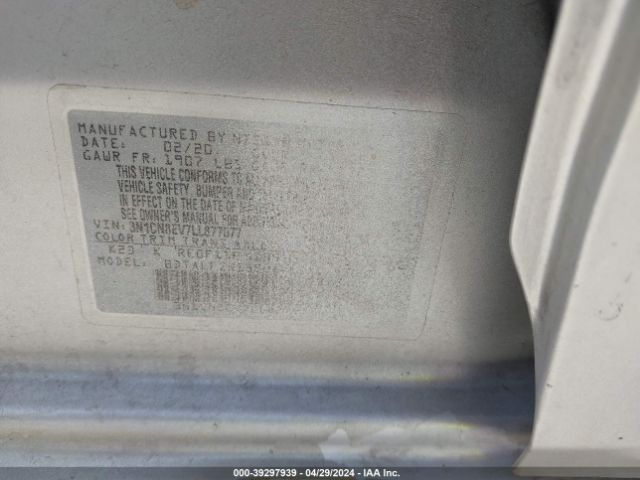 3N1CN8EV7LL877077 Nissan Versa Sv Xtronic Cvt