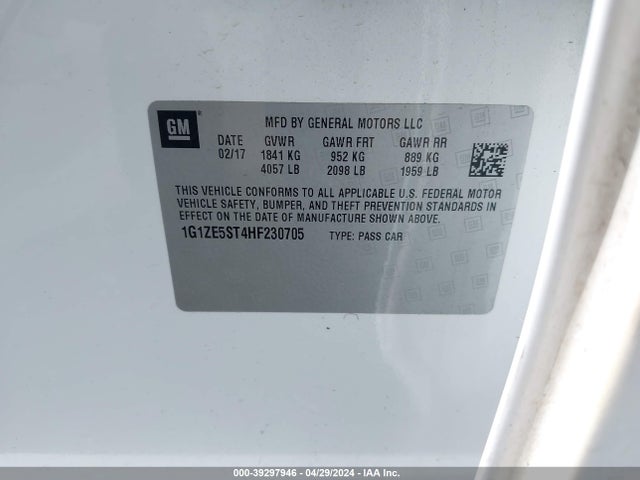 Chevrolet MALIBU 1LT 2017 1G1ZE5ST4HF230705 Image 9