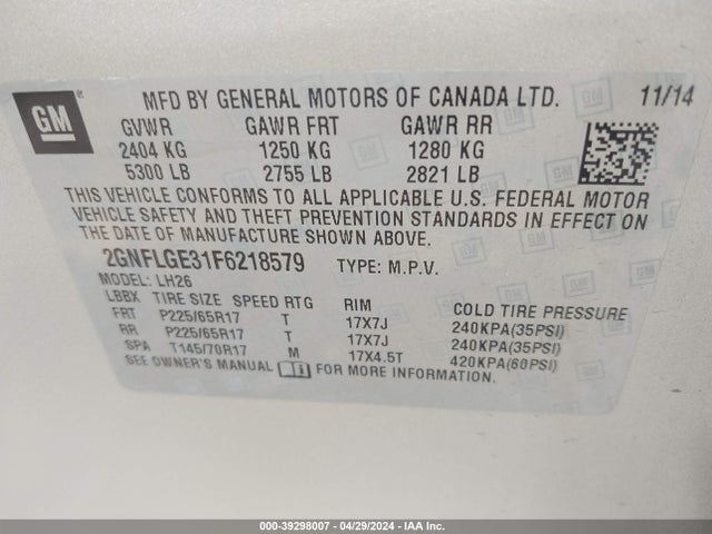 Chevrolet Equinox 2lt 2015 2GNFLGE31F6218579 Image 9