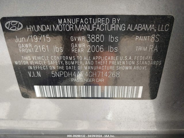 Hyundai ELANTRA SE 2016 5NPDH4AE4GH714268 Image 9