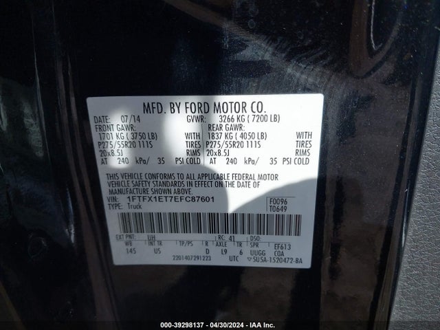 Ford F-150 Xlt 2014 1FTFX1ET7EFC87601 Image 9