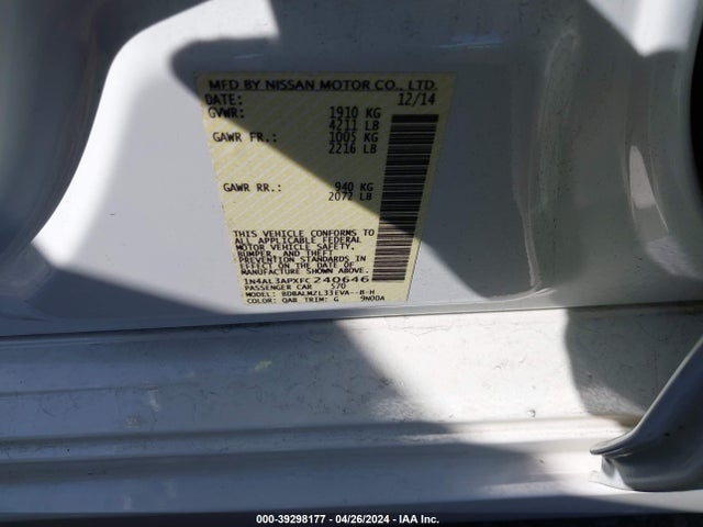 Nissan Altima 2.5 Sv 2015 1N4AL3APXFC240646 Image 9