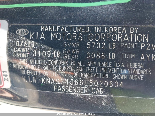 KIA K900 Luxury 2020 KNAS34J66L6020634 Image 9