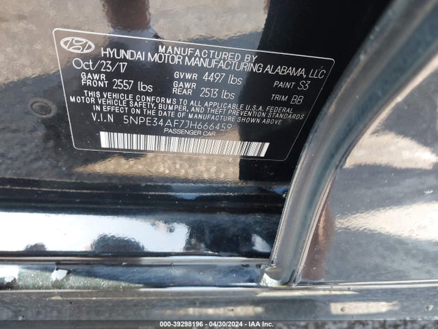 Hyundai Sonata Limited 2018 5NPE34AF7JH666459 Image 9