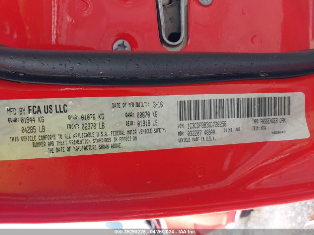 1C3CDFBB3GD728258 Dodge DART SXT