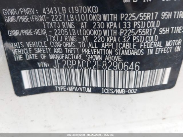 JF2GPACC2F8290646 Subaru Xv Crosstrek 2.0i Premium