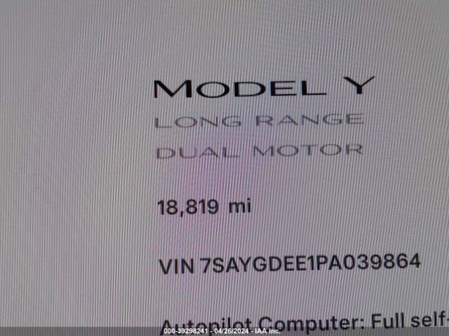 7SAYGDEE1PA039864 Tesla Model Y Awd/long Range Dual Motor All-wheel Drive