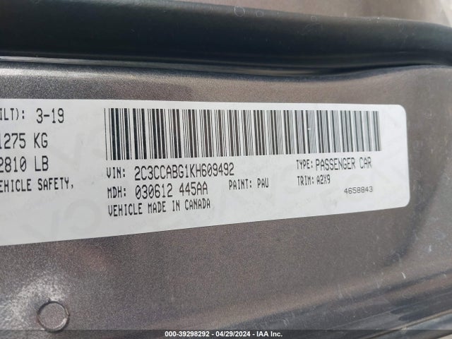 2C3CCABG1KH609492 Chrysler 300 300s