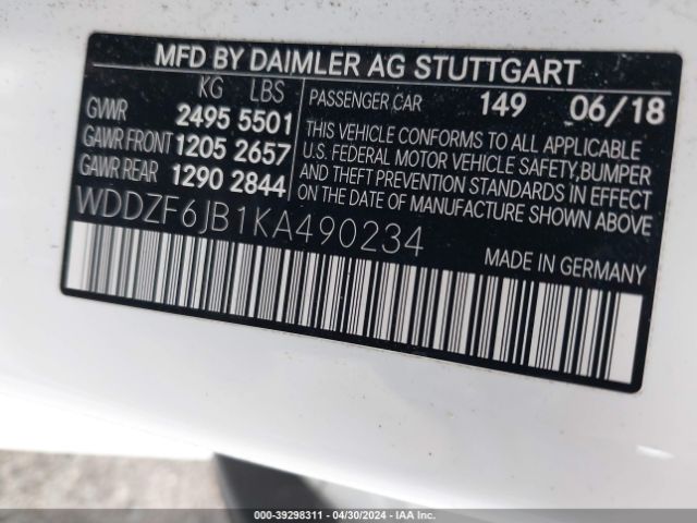 WDDZF6JB1KA490234 Mercedes-Benz E 450 4matic