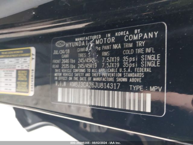 KM8J3CA26JU814317 Hyundai Tucson Value