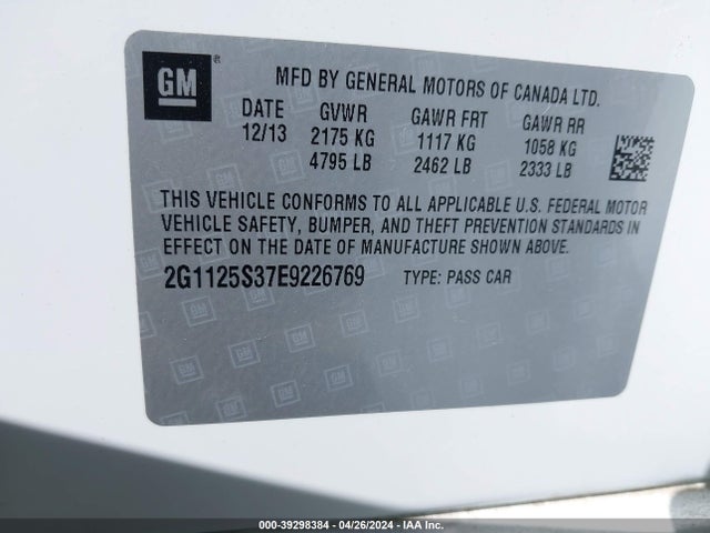 Chevrolet Impala 2lt 2014 2G1125S37E9226769 Image 9