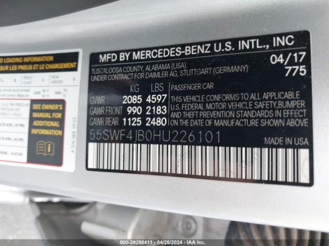 55SWF4JB0HU226101 Mercedes-Benz C 300