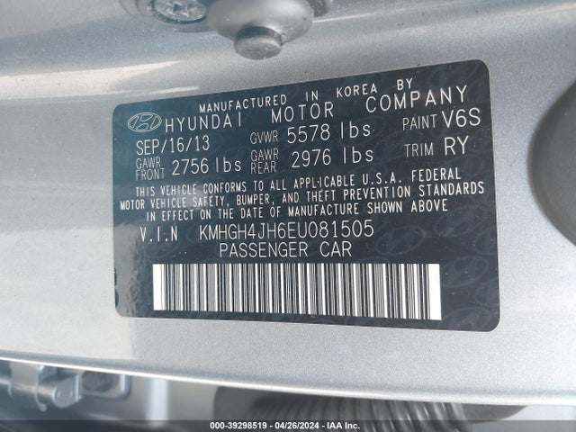 KMHGH4JH6EU081505 Hyundai Equus Ultimate