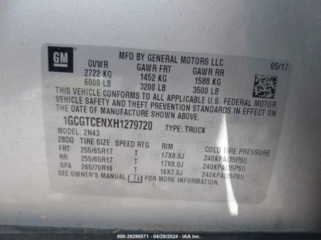 1GCGTCENXH1279720 Chevrolet Colorado Lt