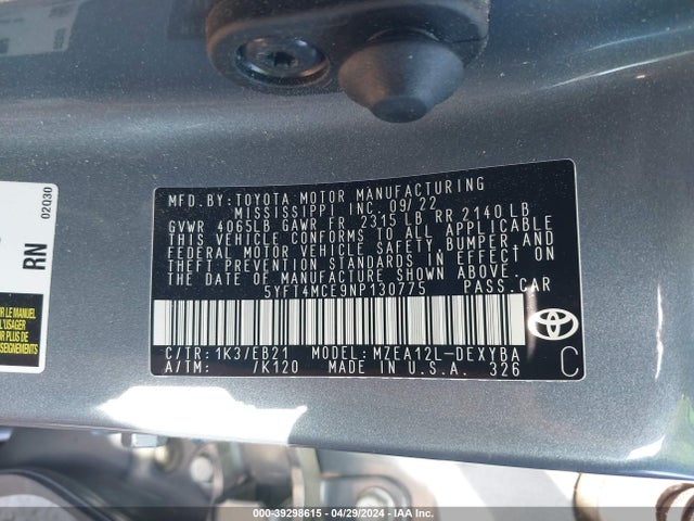 Toyota Corolla Xse 2022 5YFT4MCE9NP130775 Image 9