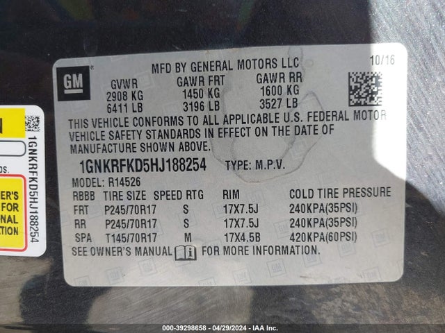 Chevrolet Traverse Ls 2017 1GNKRFKD5HJ188254 Image 9