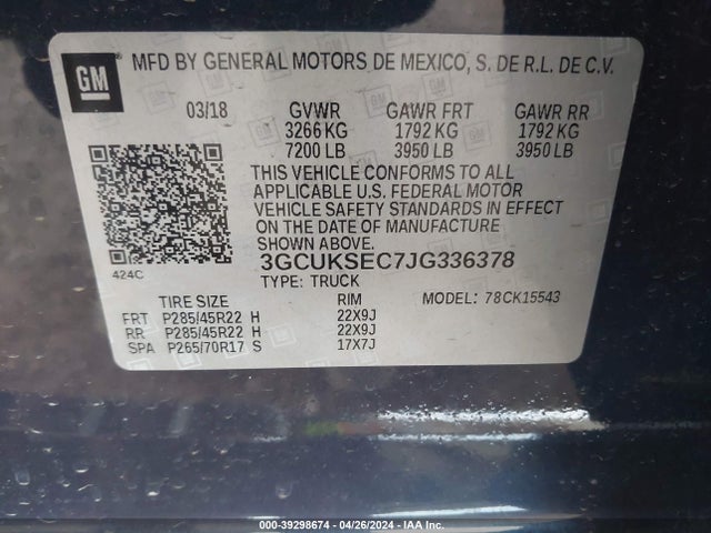 Chevrolet Silverado 1500 2lz 2018 3GCUKSEC7JG336378 Image 9