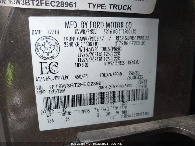 Ford F-350 Lariat 2015 1FT8W3BT2FEC28961 Image 24