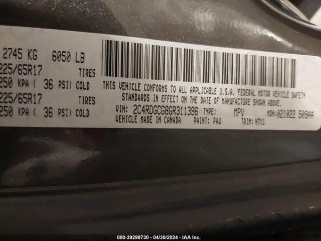 Dodge Grand Caravan Sxt 2016 2C4RDGCG8GR311396 Image 9