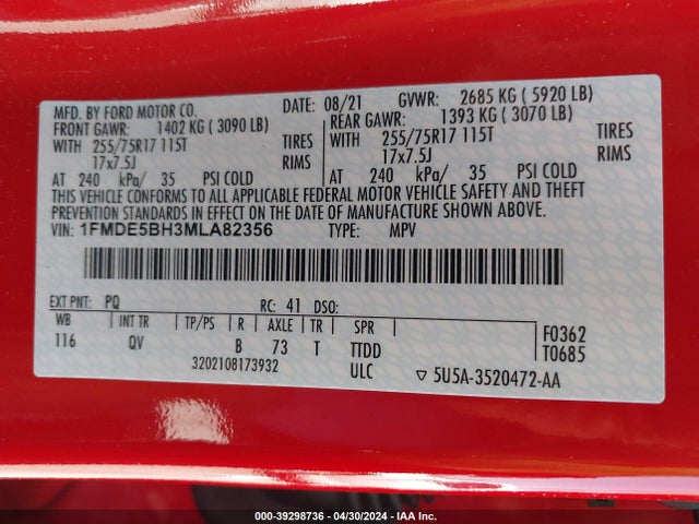 Ford Bronco Big Bend 2021 1FMDE5BH3MLA82356 Image 9