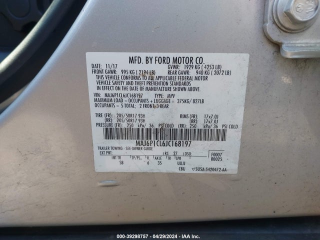 Ford Ecosport Ses 2018 MAJ6P1CL6JC168197 Image 9