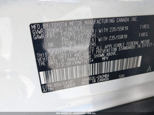 Toyota Rav4 Xle Premium 2021 2T3C1RFVXMW114154 Image 9