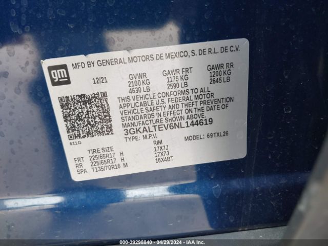 3GKALTEV6NL144619 GMC Terrain Awd Sle