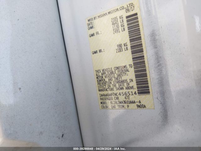 1N4AA6AP7HC456514 Nissan Maxima 3.5 Sr