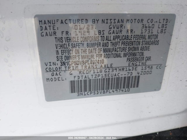 Nissan Kicks Sr Xtronic Cvt 2023 3N1CP5DV8PL497410 Image 9