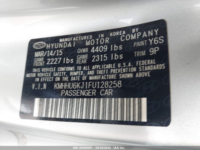 Hyundai Genesis 3.8 Ultimate 2015 KMHHU6KJ1FU128258 Image 9