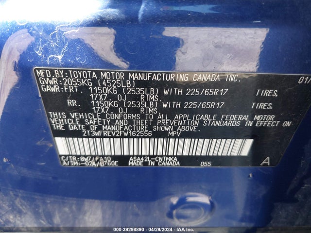 Toyota Rav4 Xle 2015 2T3WFREV2FW162556 Image 9