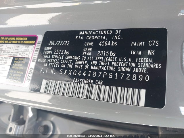 KIA K5 Gt 2023 5XXG44J87PG172890 Image 9