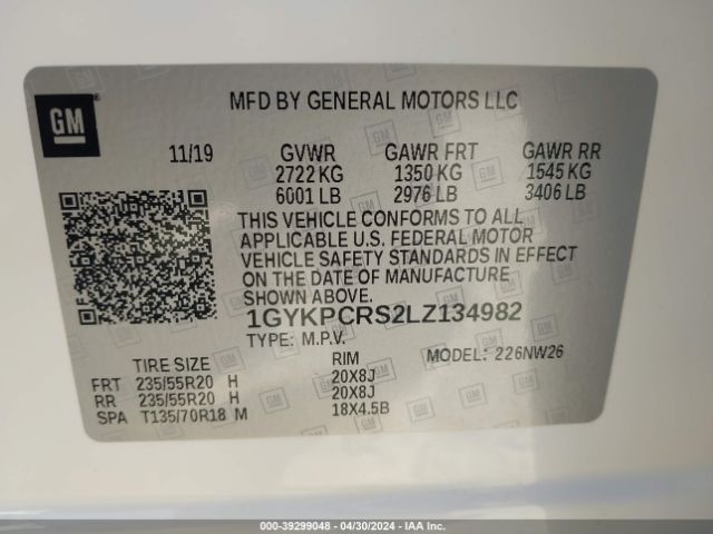 1GYKPCRS2LZ134982 Cadillac Xt6 Fwd Premium Luxury