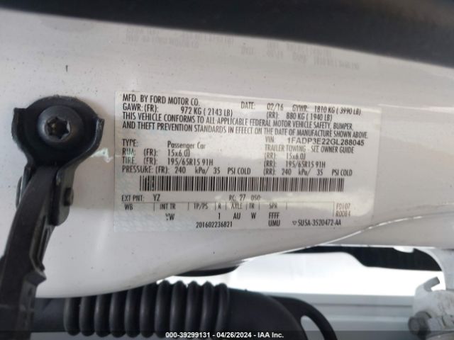 1FADP3E22GL288045 Ford FOCUS S