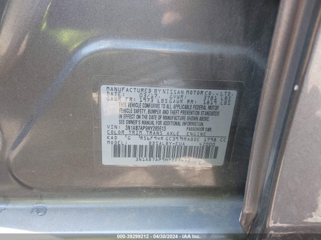 Nissan SENTRA S 2017 3N1AB7AP9HY285613 Image 9