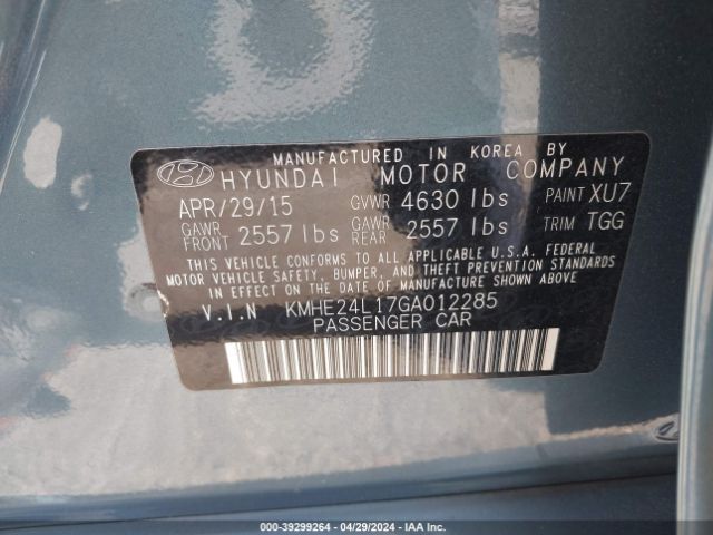 KMHE24L17GA012285 Hyundai Sonata Hybrid Se