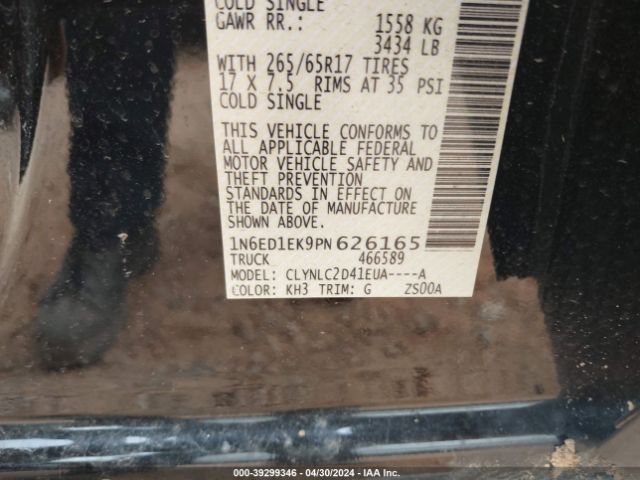 1N6ED1EK9PN626165 Nissan Frontier Sv 4x4