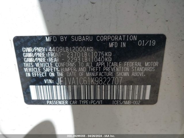 JF1VA1C61K9822707 Subaru Wrx Premium
