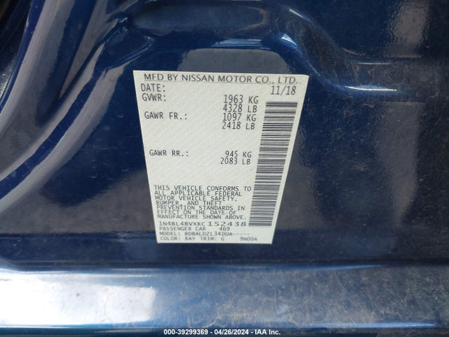 Nissan Altima 2.5 S 2019 1N4BL4BVXKC152438 Image 9