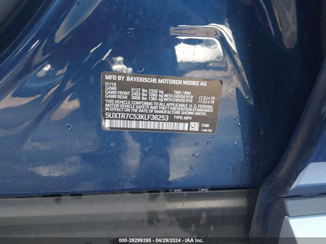 BMW X3 Sdrive30i 2019 5UXTR7C53KLF36253 Image 9
