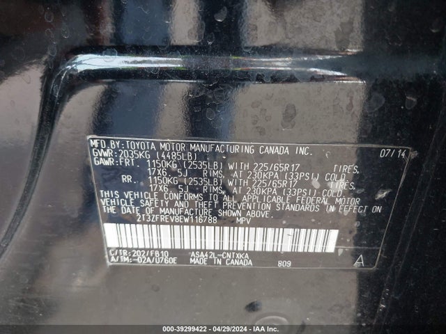 Toyota RAV4 LE 2014 2T3ZFREV8EW116788 Image 9