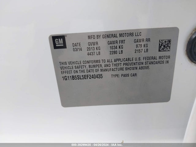 Chevrolet Malibu 1ls 2014 1G11B5SL5EF240435 Image 9