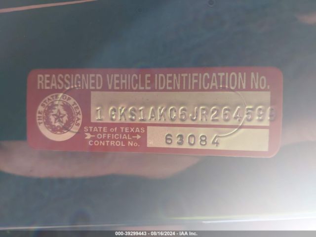 1GKS1AKC6JR264599 GMC YUKON SLE