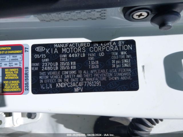 KNDPC3AC4F7761291 KIA Sportage Ex