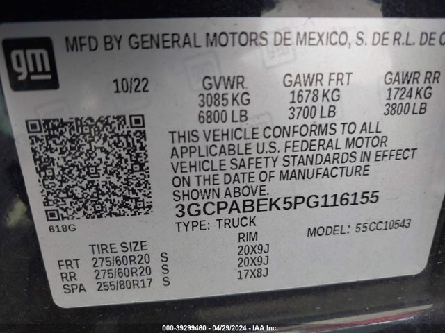 Chevrolet Silverado 1500 2wd  Short Bed Custom 2023 3GCPABEK5PG116155 Image 9