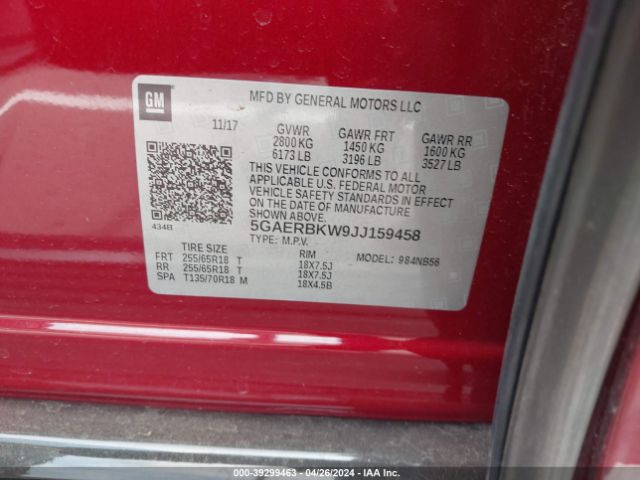 5GAERBKW9JJ159458 Buick Enclave Essence