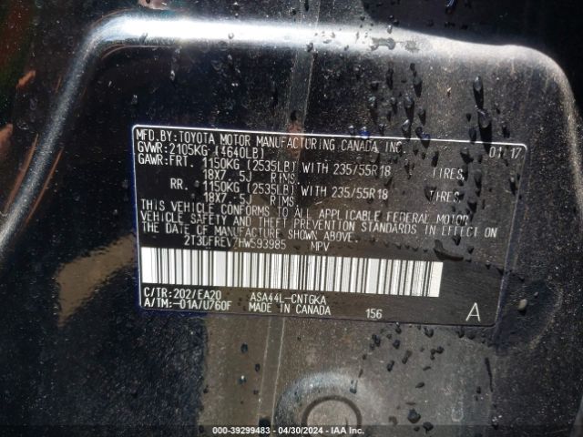 2T3DFREV7HW593985 Toyota Rav4 Limited