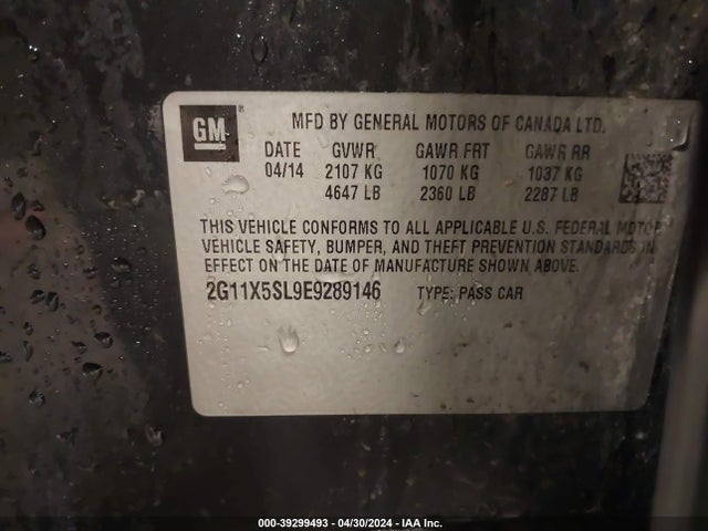 Chevrolet Impala 1fl 2014 2G11X5SL9E9289146 Image 9